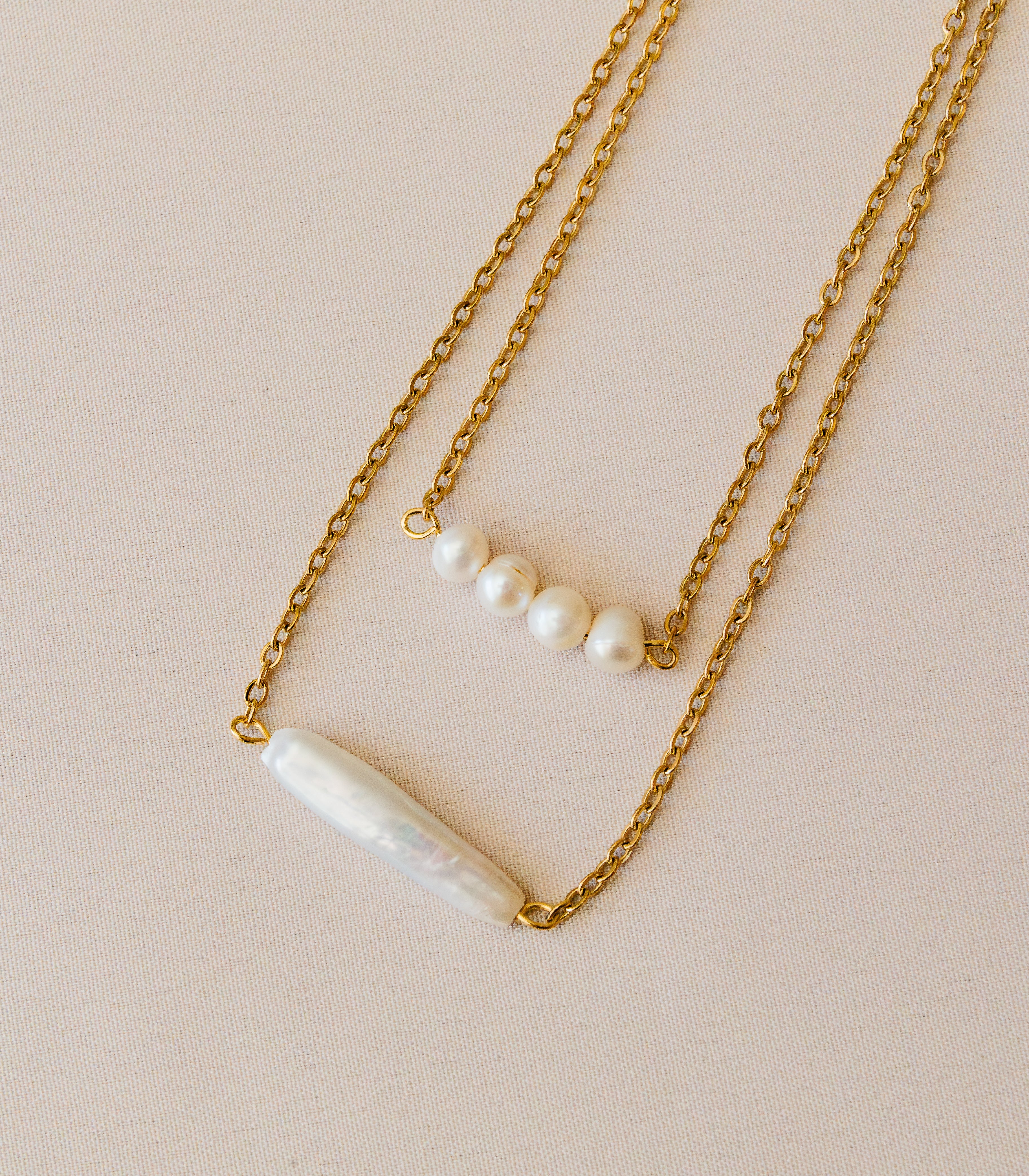 Andana Two-Layer Pearl Necklace Arete – Cambio