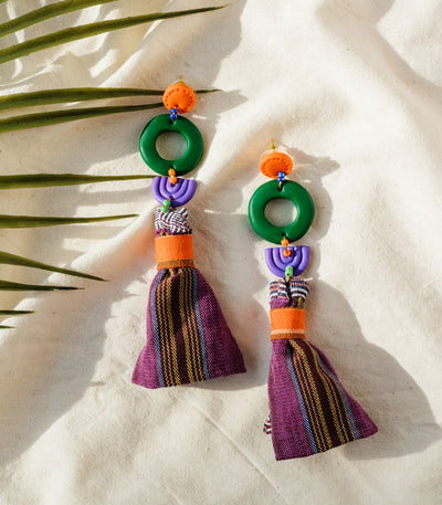 Sago Philippine Weave Earrings in Pandan - Tropik Beatnik