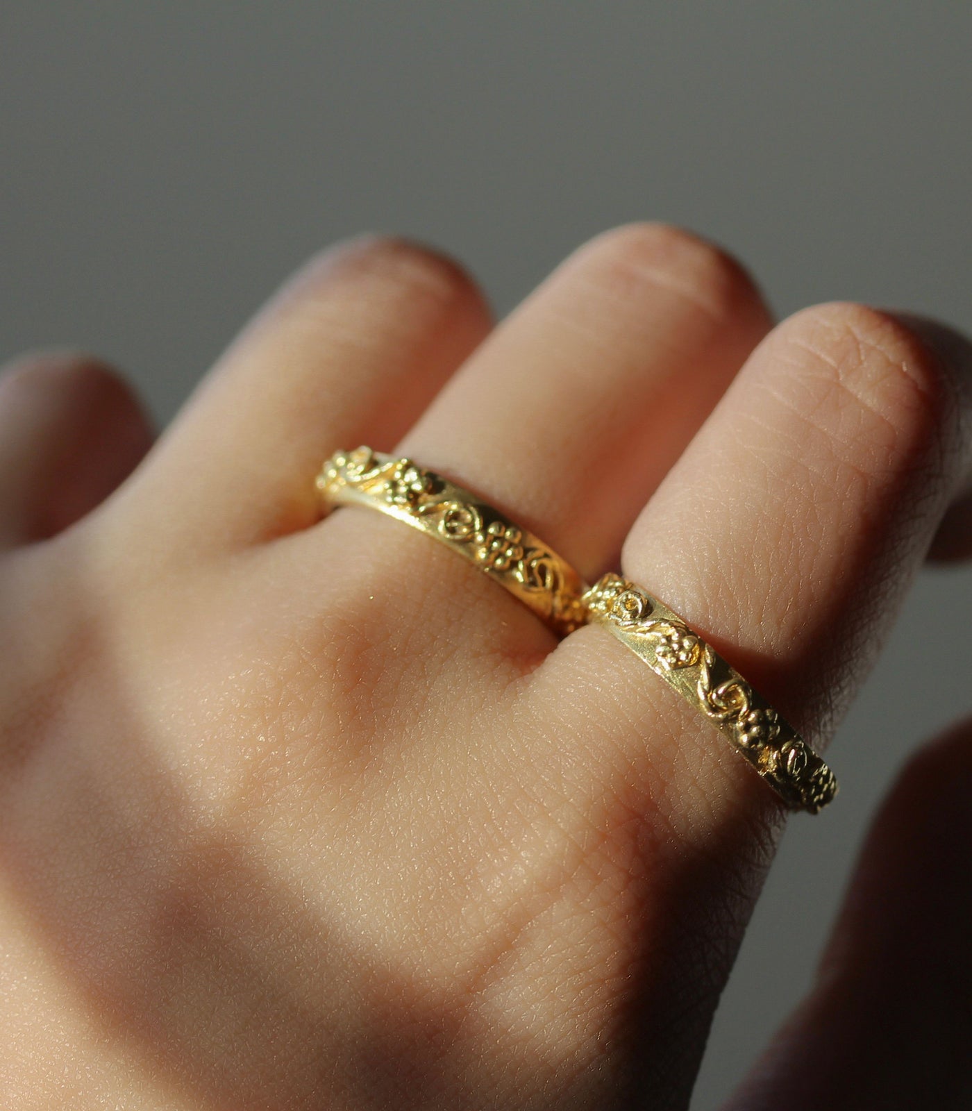 Gold Filigree Wedding Ring Band - AMAMI