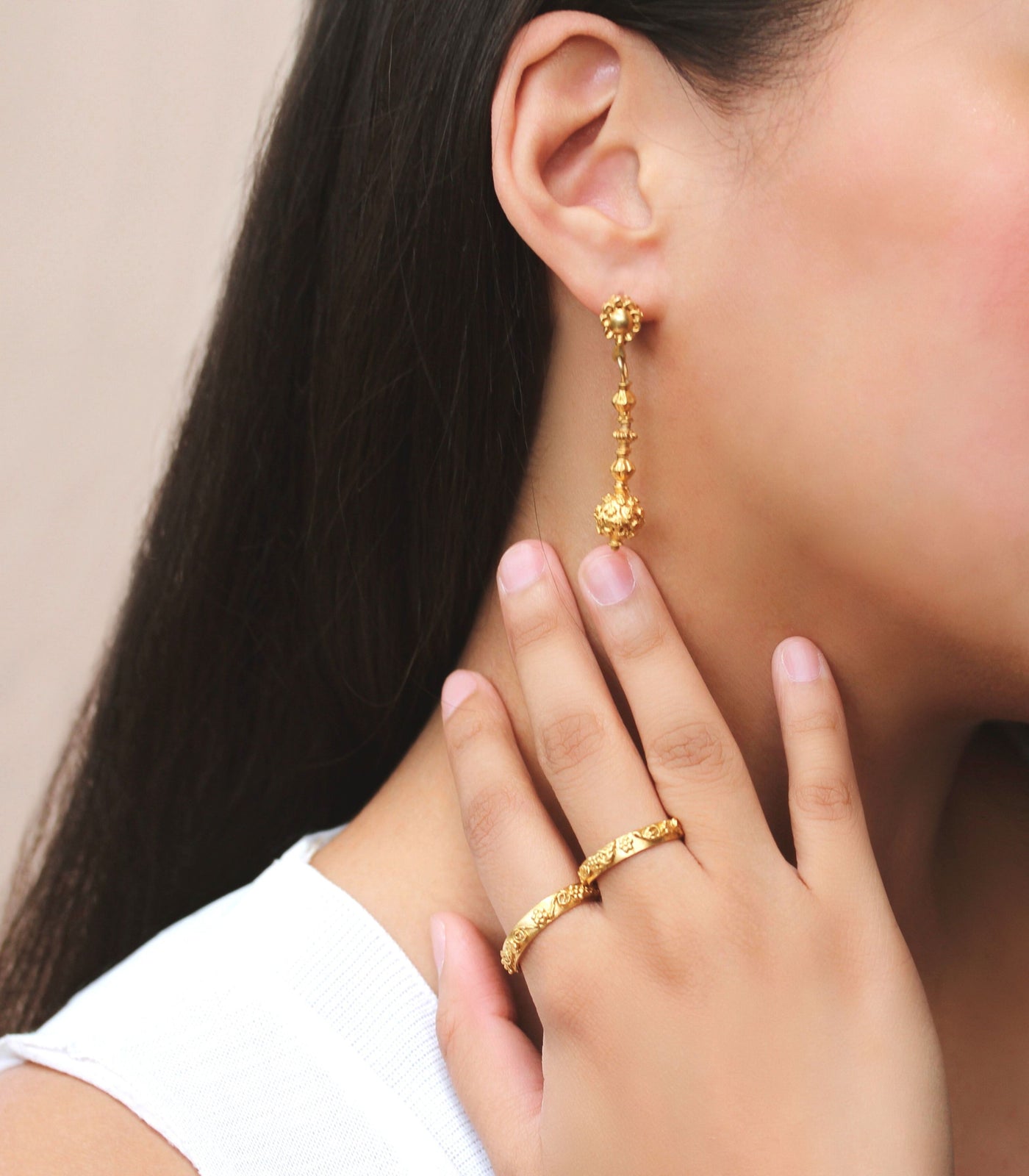 Gold Filigree Wedding Ring Band - AMAMI