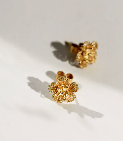 Gumamela Filigree Stud Earrings in Gold - AMAMI