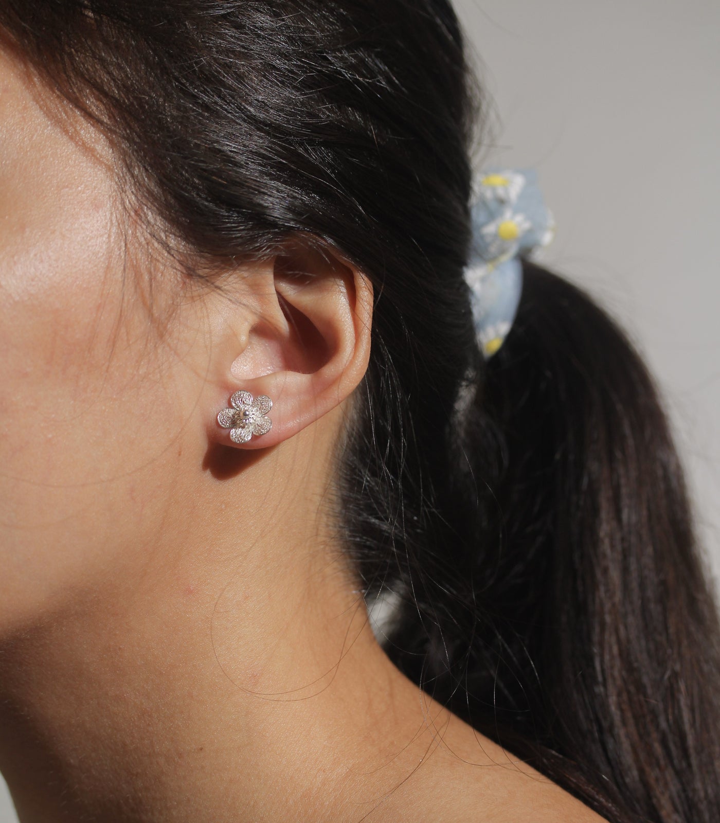 Sampaguita Filigree Stud Earrings in Silver  - AMAMI