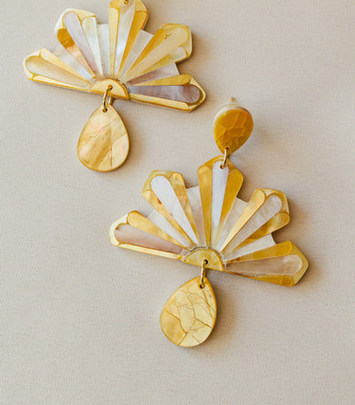 Araw Filipino Sun Earrings In Mother of Pearl - Arete