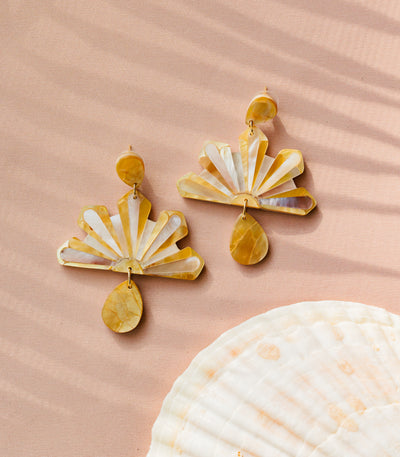 Araw Filipino Sun Earrings In Mother of Pearl - Arete