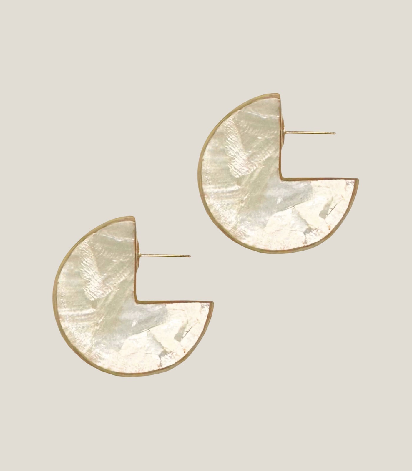Capiz Crescent Stud Earrings - Arete