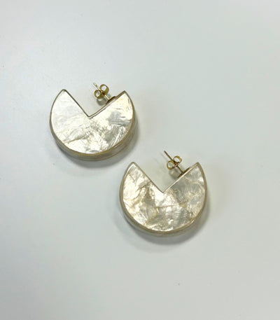 Capiz Crescent Stud Earrings