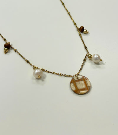 Capiz Pearl Pendant Necklace