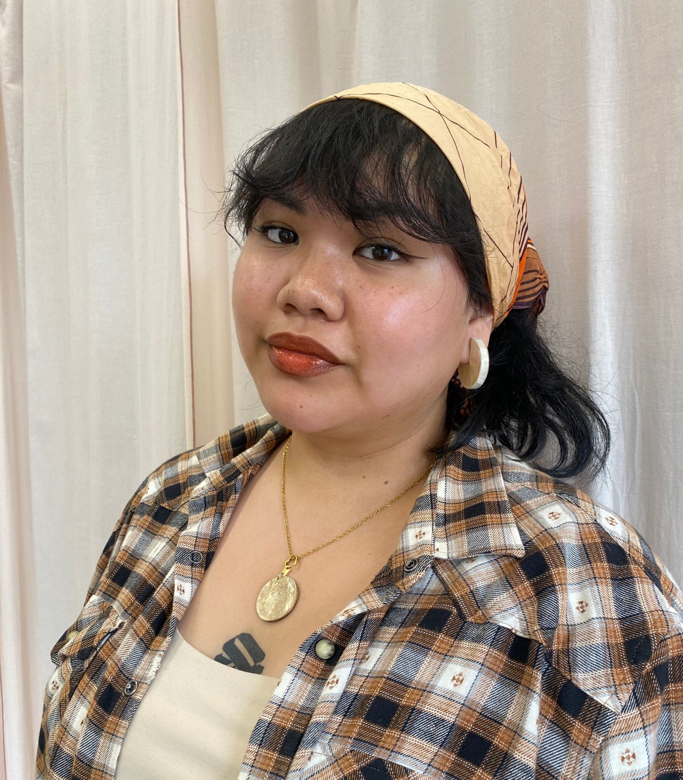 Capiz Reversible Circle Pendant Necklace