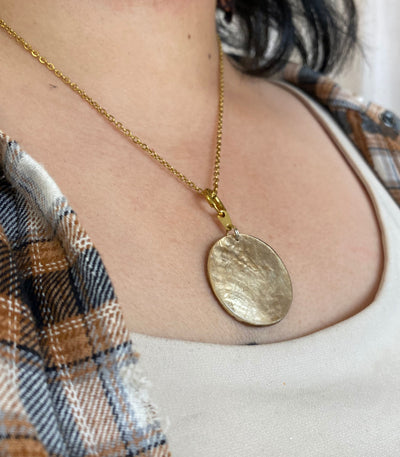 Capiz Reversible Circle Pendant Necklace