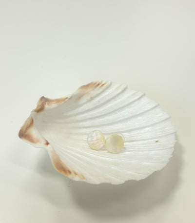 Concha Circle Stud Earrings in Mother of Pearl Shell