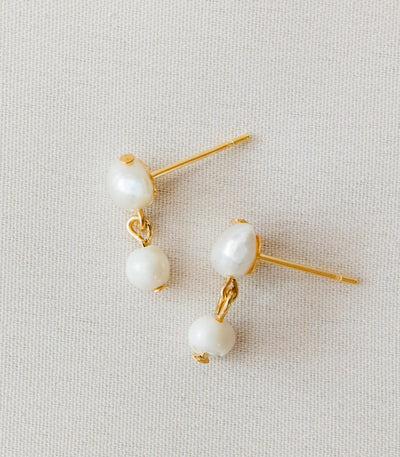 Laya Dainty Pearl Drop Earrings - Arete