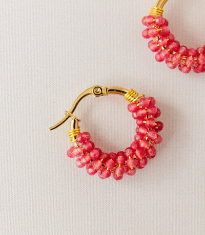 Liwanag Mini Hoops in Ruby - Arete