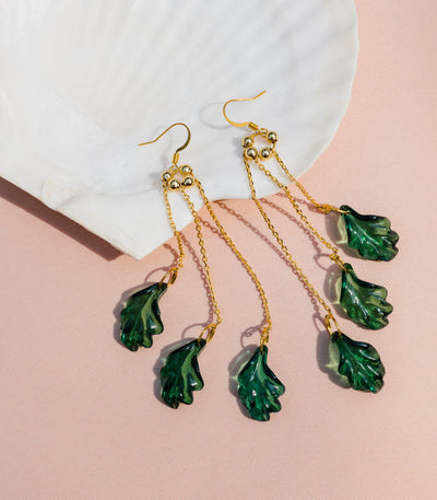 Palm Three Drop Earrings - Arete