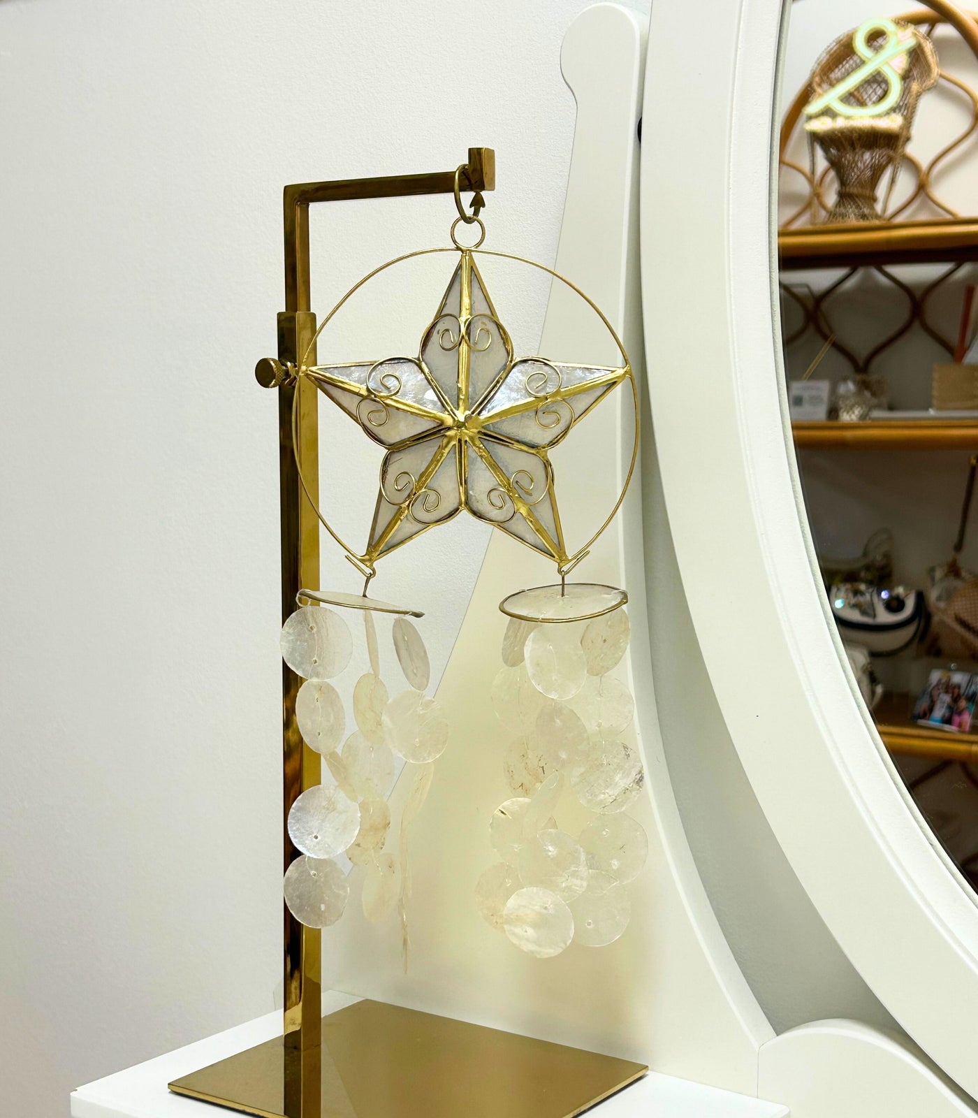 Pasko Capiz Mini Parol Chime Ornament 5" with tails