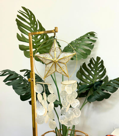 Pasko Capiz Mini Parol Chime Ornament 5" with tails