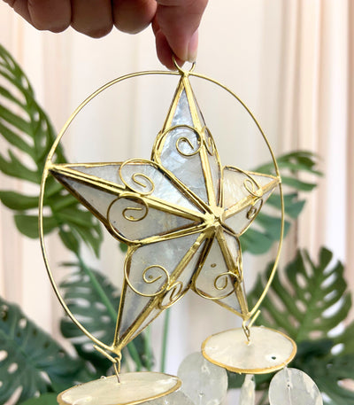 Pasko Capiz Mini Parol Chime Ornament 5" with tails