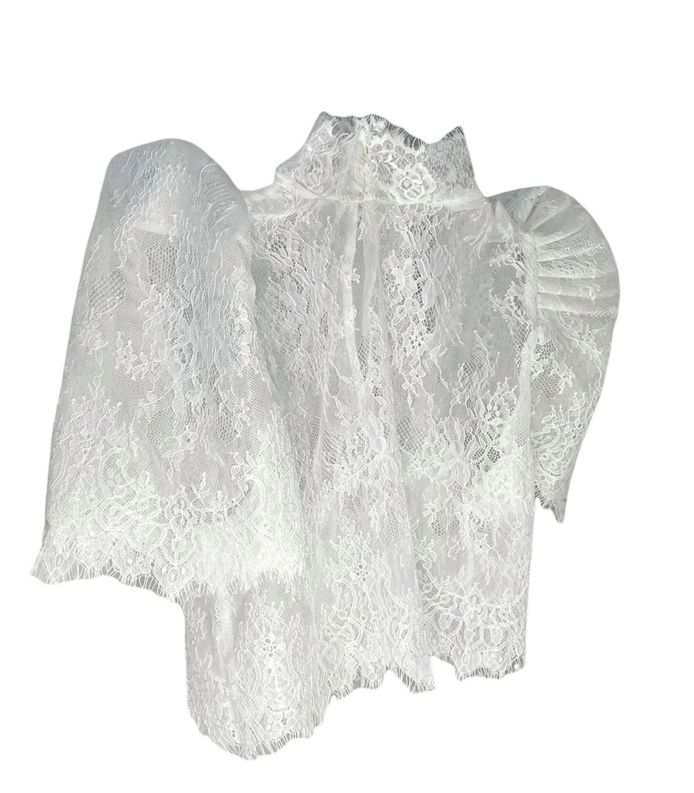 Scalloped Lace Mock Neck Terno Top