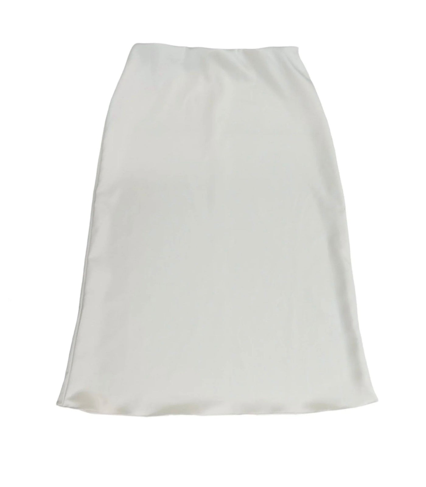 White Satin Midi Slip Skirt