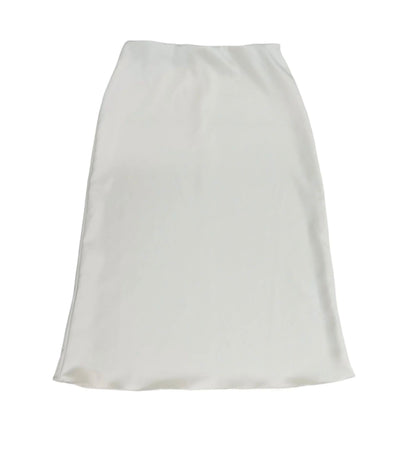 White Satin Midi Slip Skirt