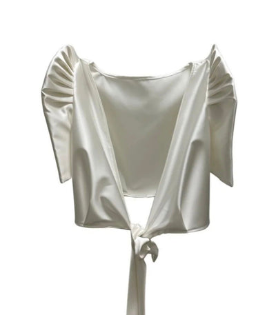 White Satin Terno Wrap Top