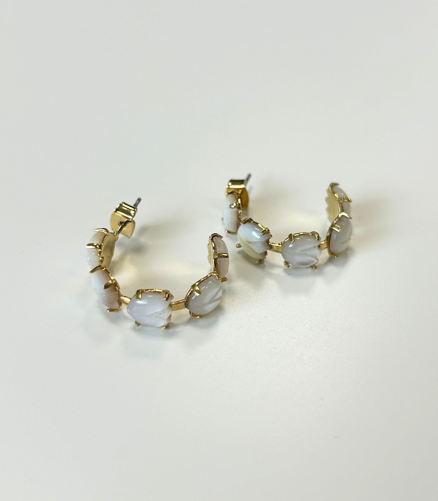 Gianna Sampaguita Bud Hoops In Mother of Pearl - Lily Jewelry