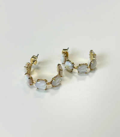 Gianna Sampaguita Bud Hoops In Mother of Pearl - Lily Jewelry