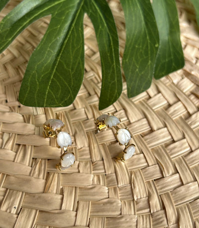 Gianna Sampaguita Bud Hoops In Mother of Pearl - Lily Jewelry