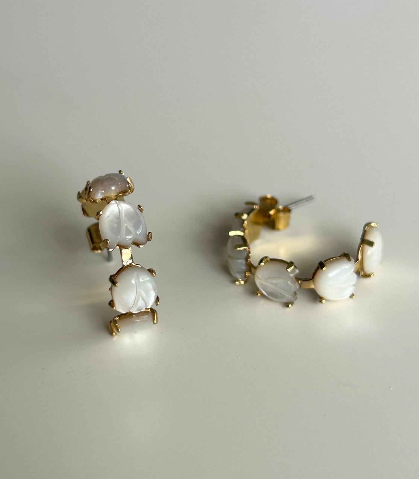 Gianna Sampaguita Bud Hoops In Mother of Pearl - Lily Jewelry