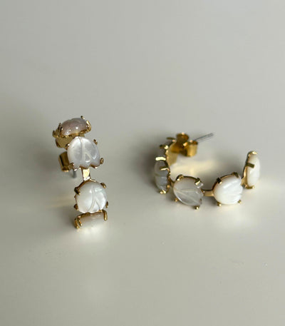 Gianna Sampaguita Bud Hoops In Mother of Pearl - Lily Jewelry
