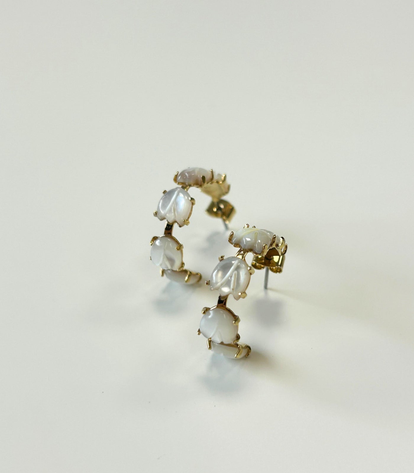 Gianna Sampaguita Bud Hoops In Mother of Pearl - Lily Jewelry
