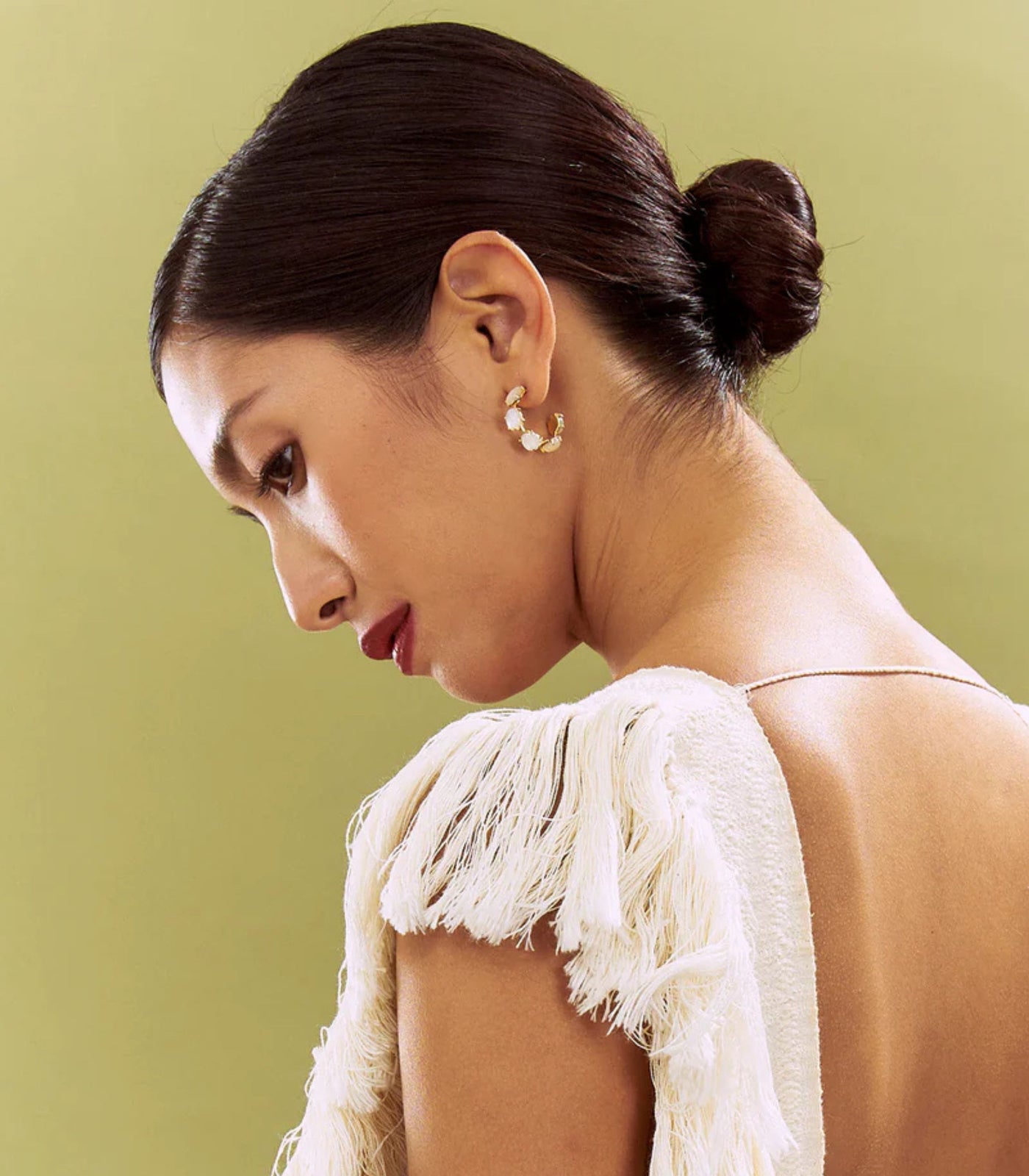 Gianna Sampaguita Bud Hoops In Mother of Pearl - Lily Jewelry