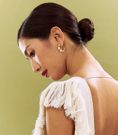 Gianna Sampaguita Bud Hoops In Mother of Pearl - Lily Jewelry