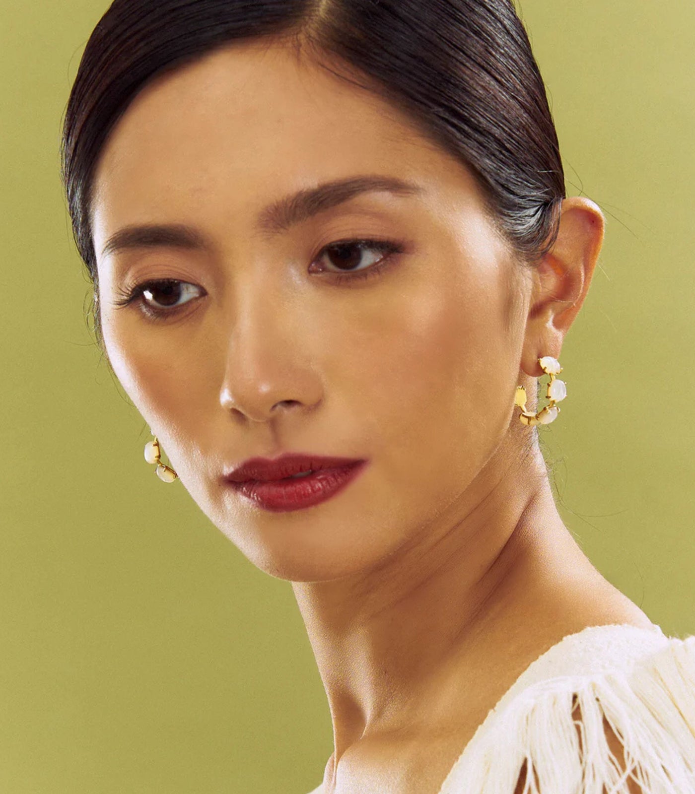 Gianna Sampaguita Bud Hoops In Mother of Pearl - Lily Jewelry