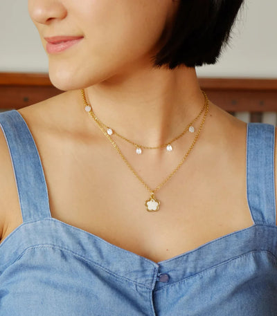 Sampaguita Charms Necklace In Mother Of Pearl - Lily Jewelry