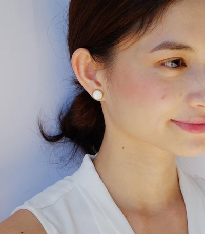 Gina Gold Leaf & Pearl Earrings – Multi-Wear Stud & Dangle in Mother of Pearl - Lily Jewelry