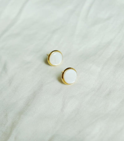 Gina Gold Leaf & Pearl Earrings – Multi-Wear Stud & Dangle in Mother of Pearl - Lily Jewelry