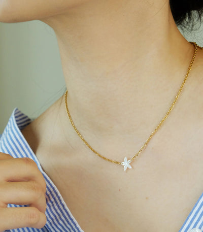 Santan Mother of Pearl Flower Necklace -Lily Jewelry