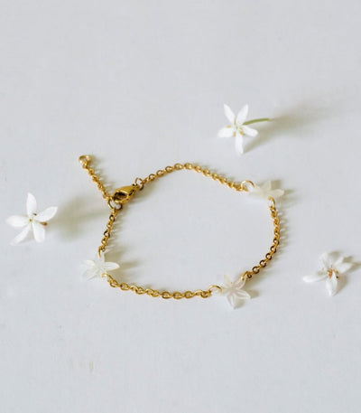 Tres Santan Mother of Pearl Flower Bracelet - Lily Jewelry