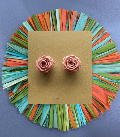 Handwoven Rosas Palm Leaf Earrings - Blush Pink - Punique