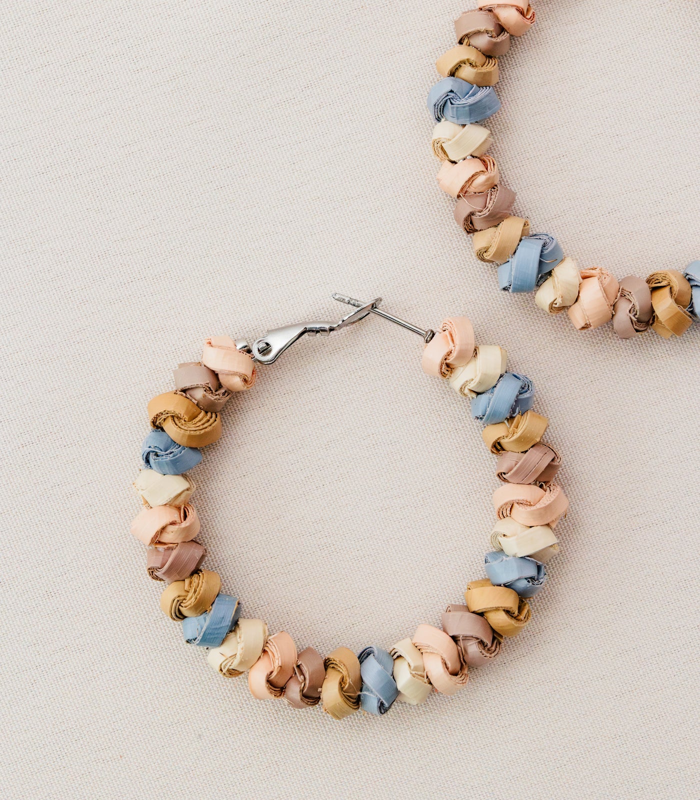 Juana Woven Beaded Hoops - Dusty Blue - Punique