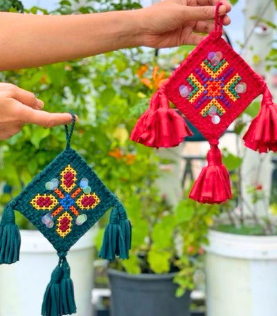 Handwoven Mini Parol (Limited Edition) in Ruby and Emerald - Rags2Riches 