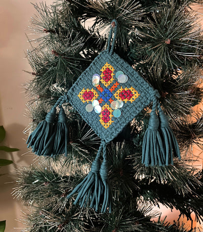 Handwoven Mini Parol Ornament in Emerald - Rags2Riches