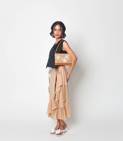 Sampaguita Sobre Clutch in Tan & Beige - R2R