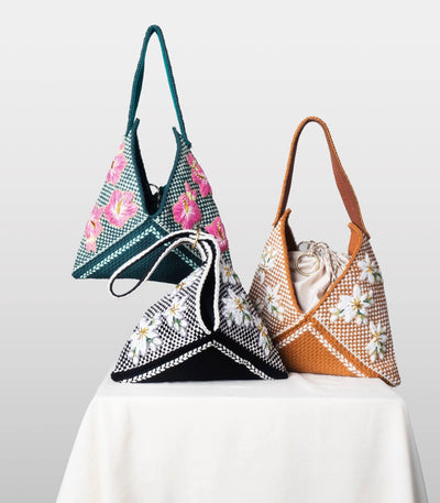 Gumamela and Sampaguita Pusô Convertible Tote Bag  Black & Beige. Mocha & Beige and Emerald & Mint - R2R