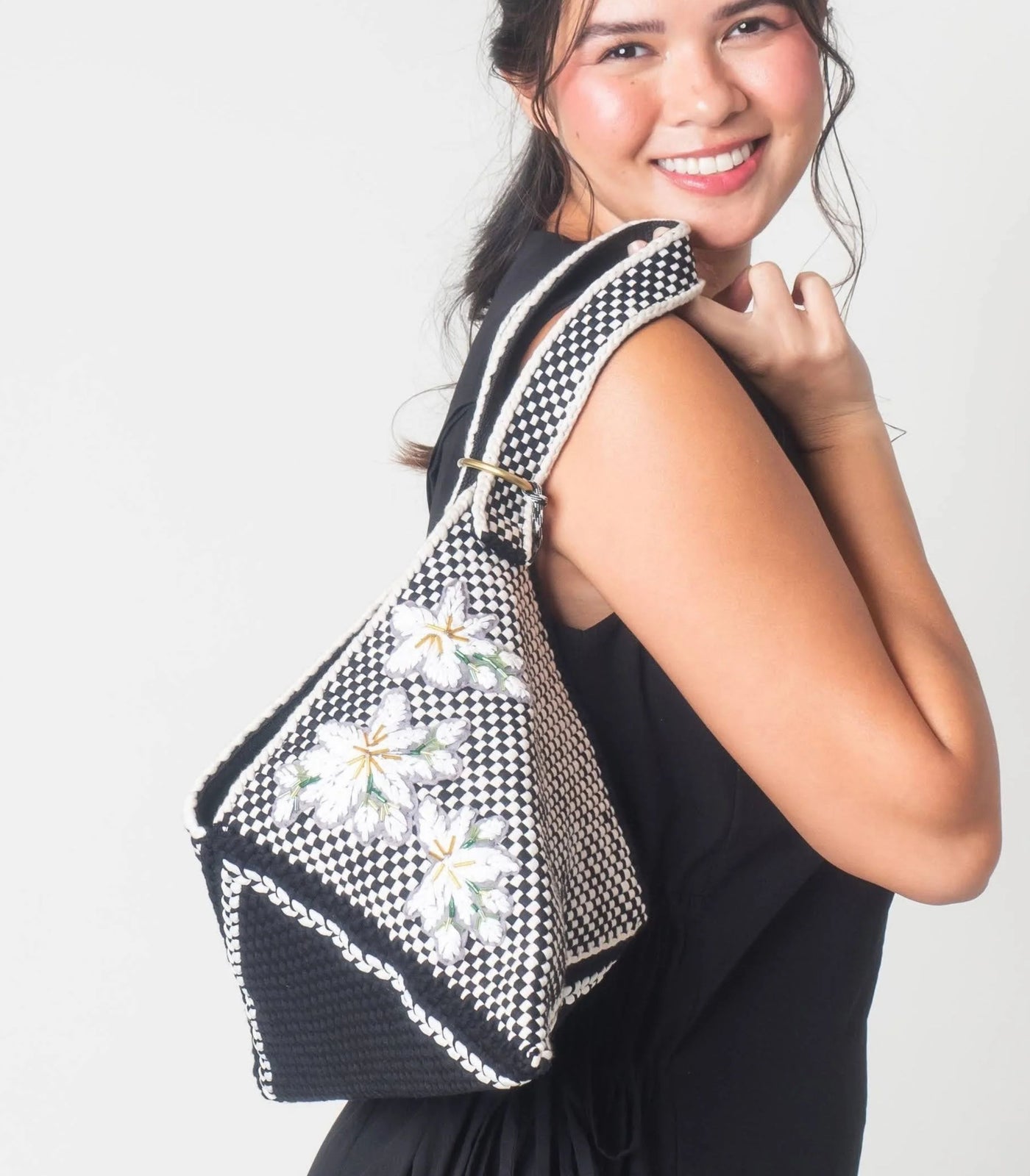 Sampaguita Pusô Convertible Tote Bag  Black & Beige - R2R