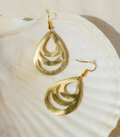 T'dak Droplet Brass Earrings - Sesotunawa