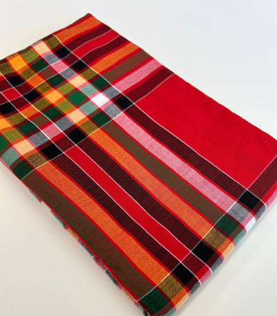 Traditional Tboli Malong - Handwoven Philippine Textile Wrap, Skirt & Blanket in Red Squares - Sesotunawa and TUGED