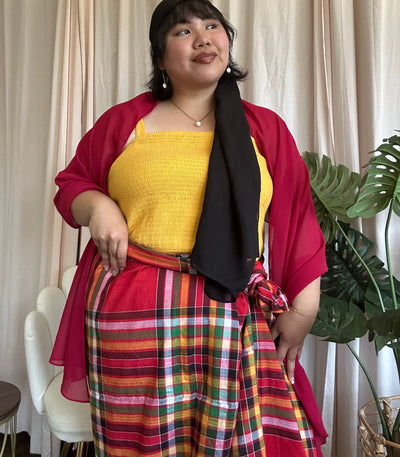 Traditional Tboli Malong - Handwoven Philippine Textile Wrap, Skirt & Blanket in Red Squares - Sesotunawa and TUGED