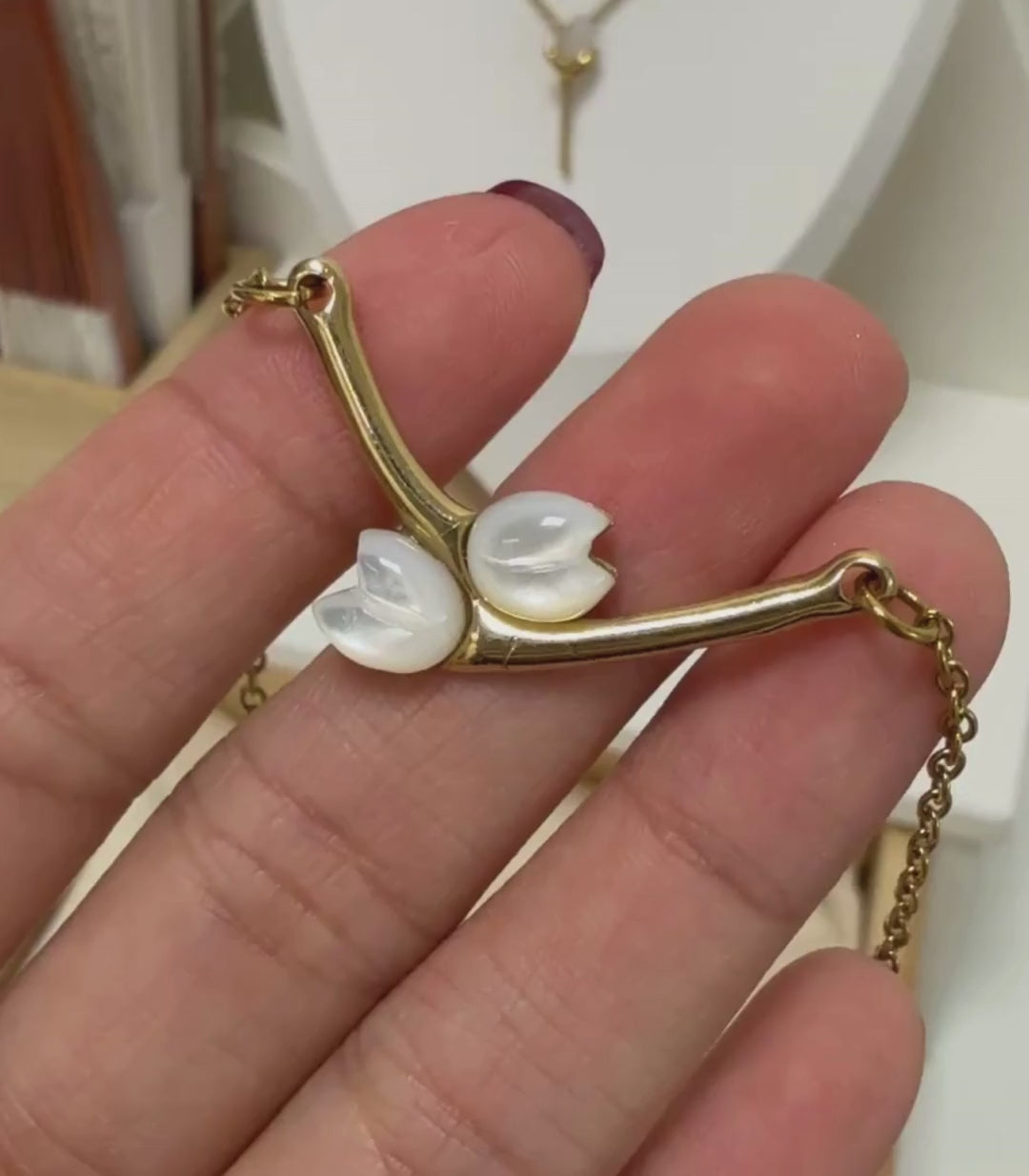Sampaguita Twin Necklace in Mother of Pearl - Lily Jewelry