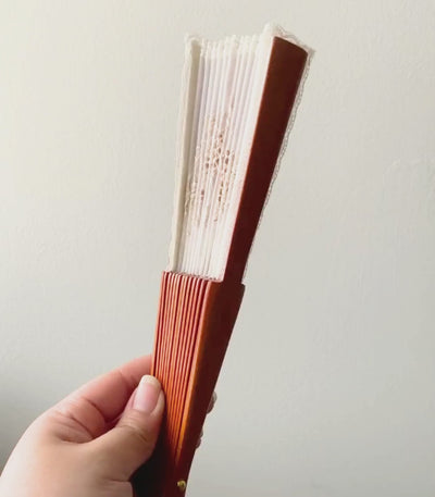 Pamaypay Embroidered Hand Fan (Brown) - The Wedding Library